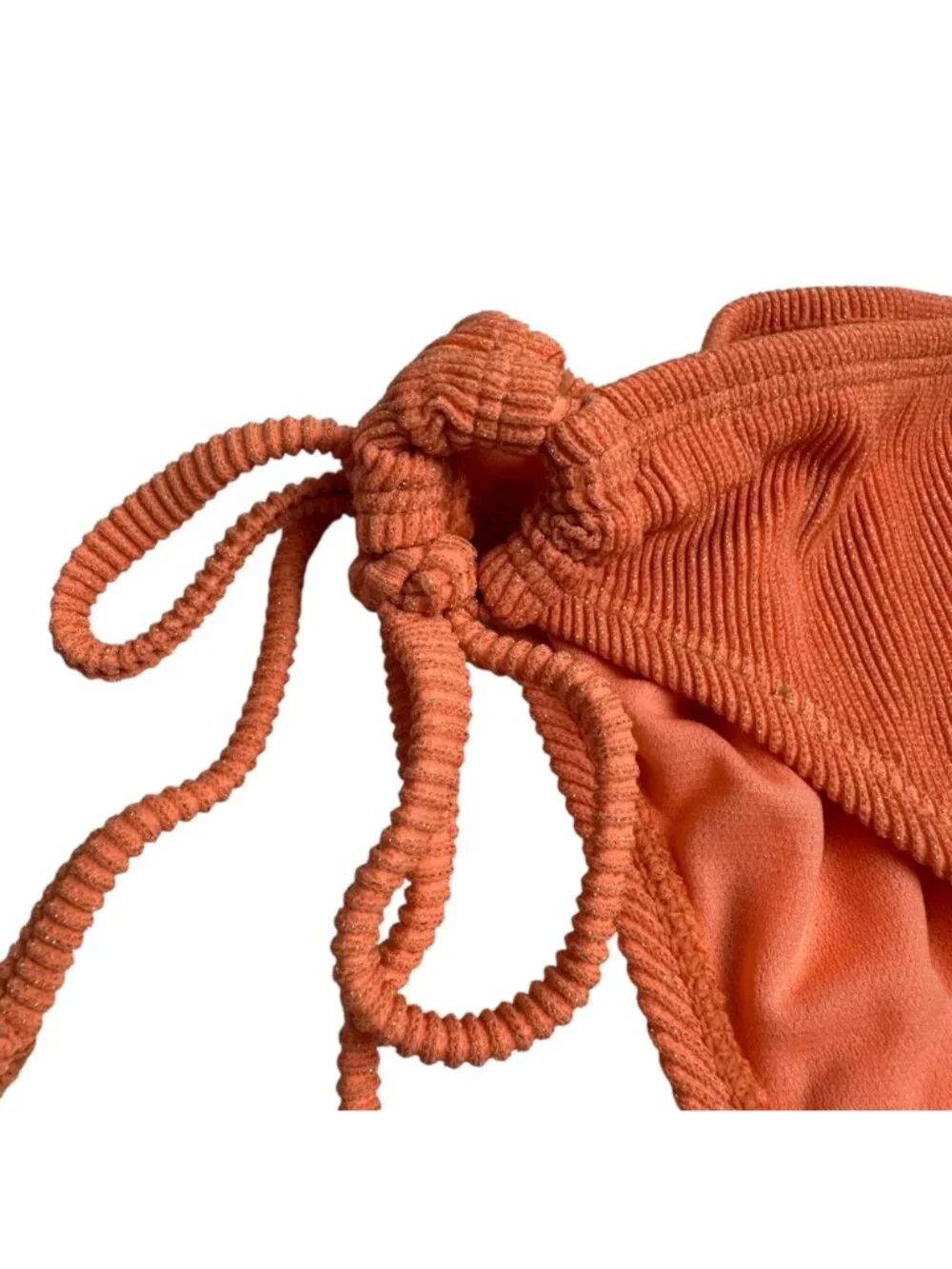 Salt + Cove NEW Bikini Bottom Juniors Lrg Peach Metallic Ribbed Beach Resortwear